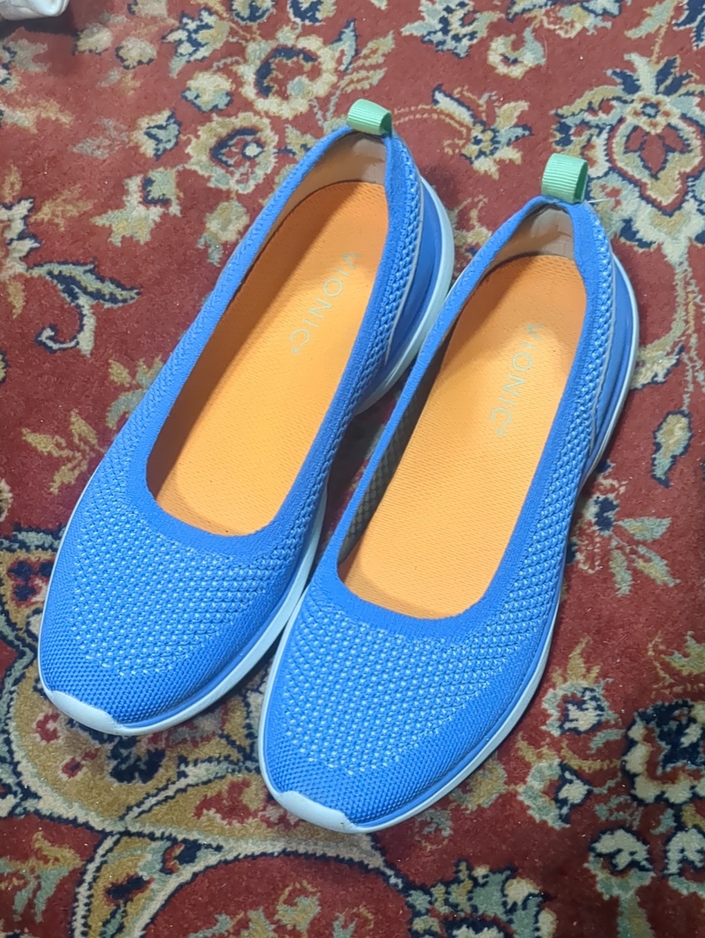 Vionic Kallie Slip On Sneaker Flats Azure Knit Blue Size 6